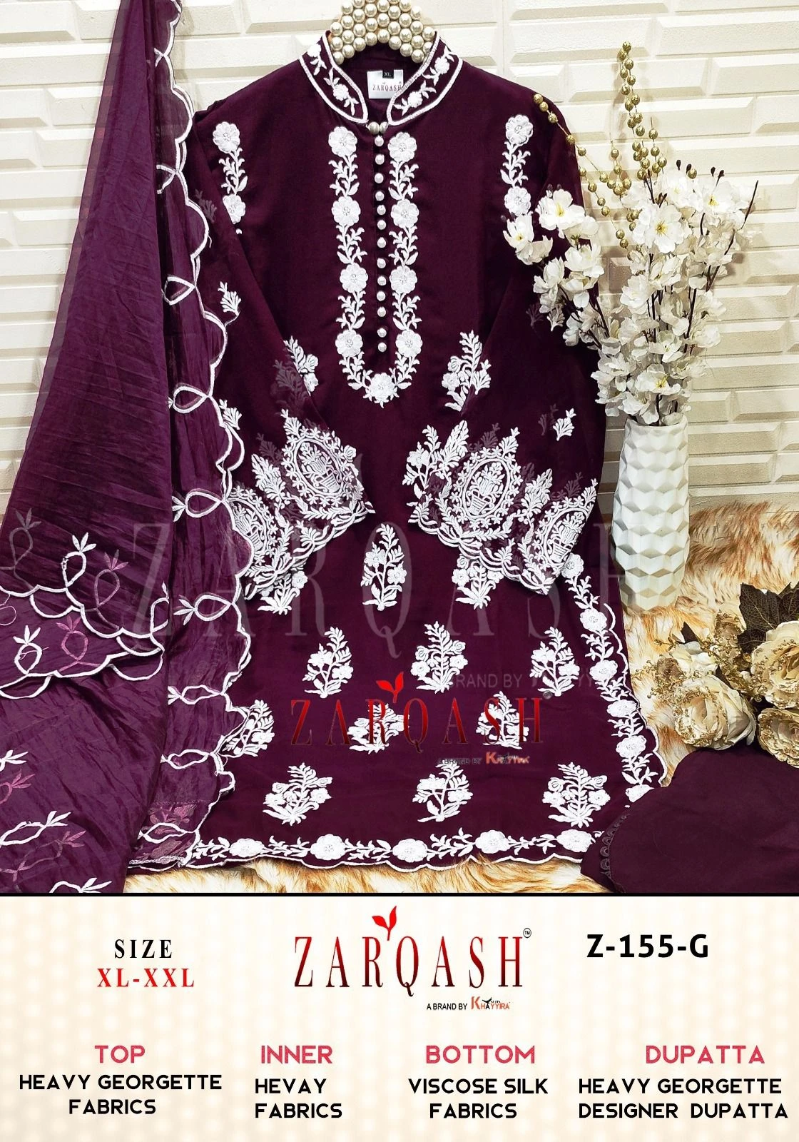 Zarqash Z 155 Foux Georgette Wholesale Pakistani Readymade Salwar Suit Catalog — Wholesale Pakistani Suits, MPA wholesale from Surat - Gallery Image 4